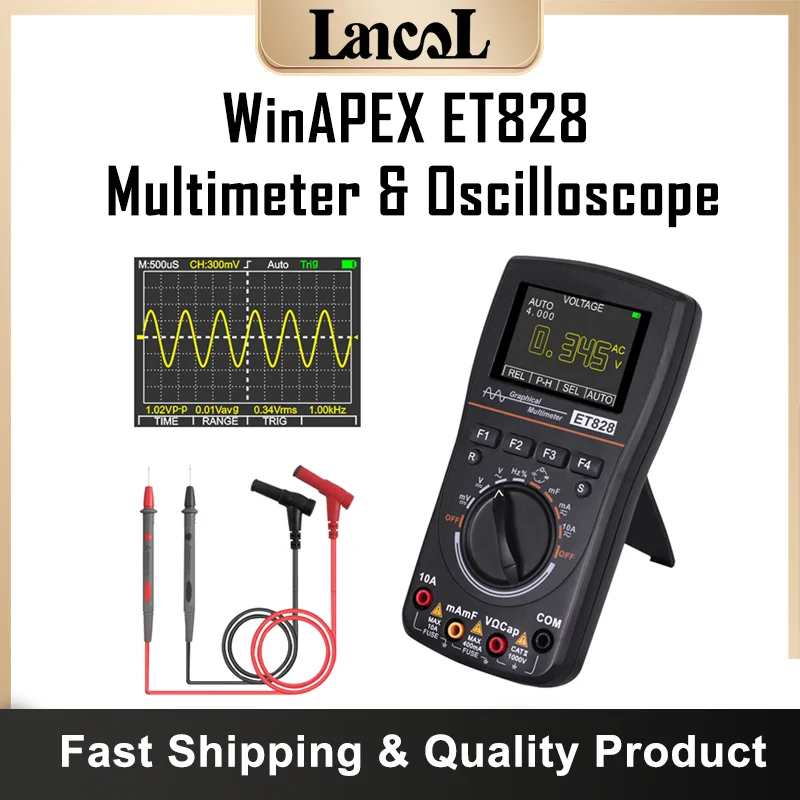 

ET828 2-in-1 Digital Multimeter Oscilloscope Smart Voltmeter Auto Range Graphical Multimeter for Electronic Test