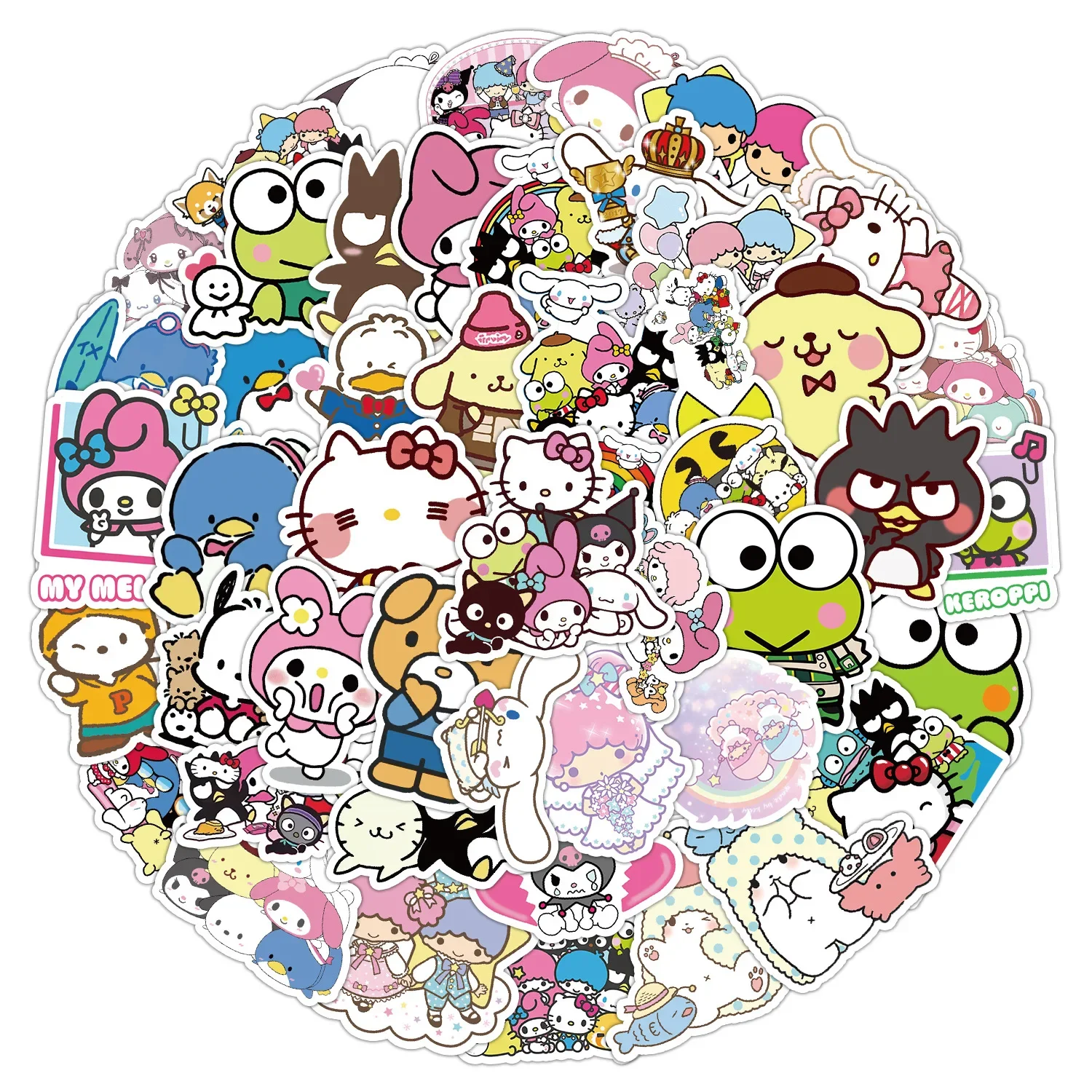 50 ชิ้น Sanrio Collection โทรศัพท์มือถือคอมพิวเตอร์ตกแต่งกันน้ําสร้างสรรค์สติ๊กเกอร์เครื่องเขียน