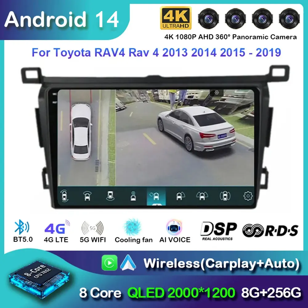 

Android 14 Car Multimedia Player For Toyota RAV4 RAV 4 XA40 2013-2019 RHD LHD Wireless Carplay Android Auto 4G Wifi 2din