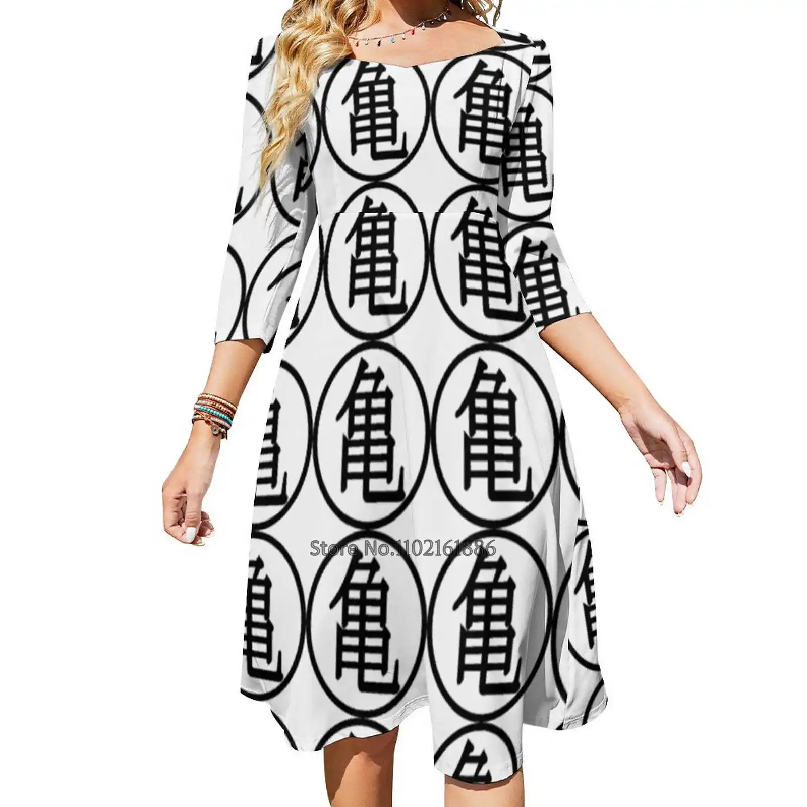 

Logo Back Lacing Backless Dress Square Neck Dress Fashion Design Large Size Loose Dress Manga Animated Animates Manga Logo