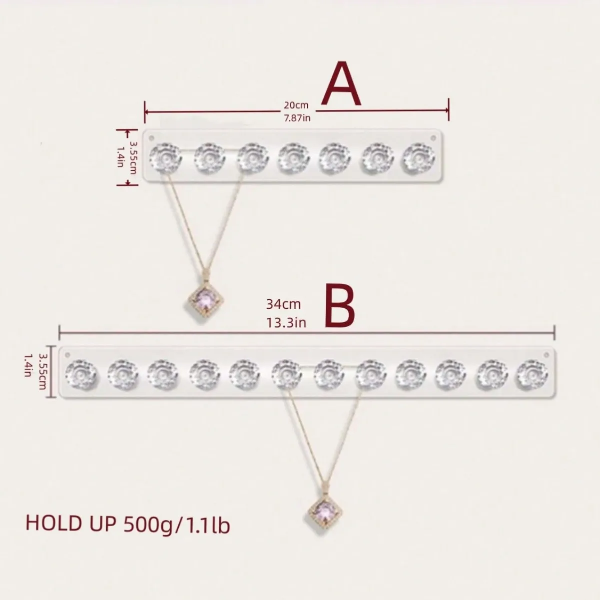 1pc 7/12 Wall-mounted Acrylic Jewelry Holder, Jewelry Hanger For Hanging Necklaces Pendants, Jewelry Display Shelf For Wall,