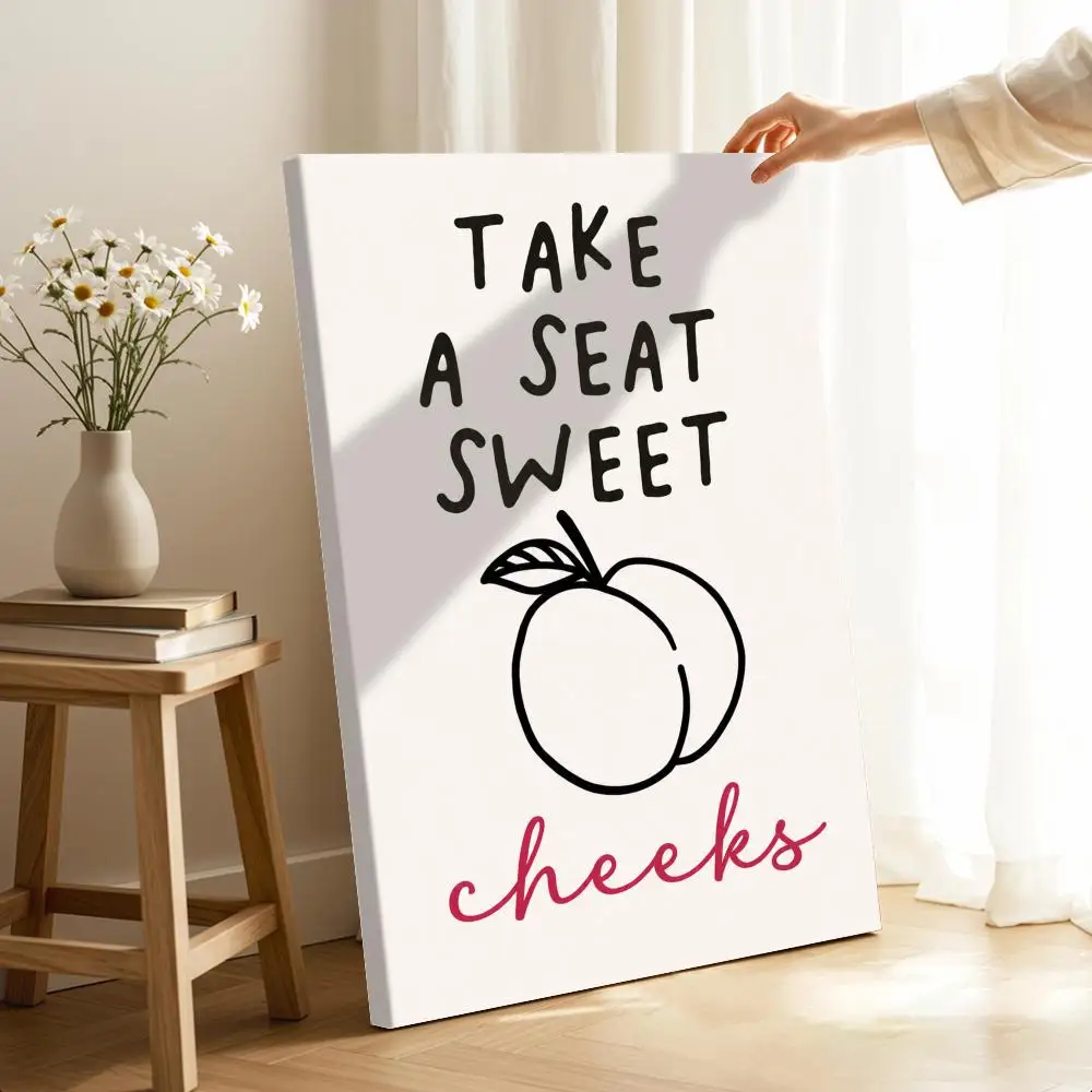 Take A Seat Sweet Cheeks Framed Wall Painting Ready to Hang Canvas Art Poster for Living Room Bedroom Home Decor Decals