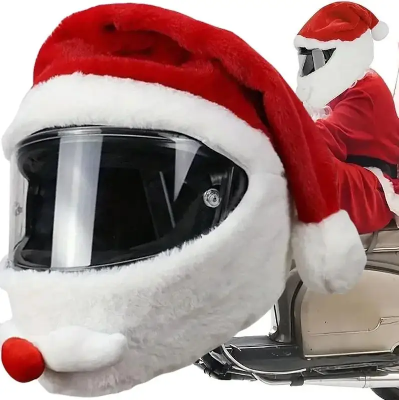 

Christmas Motorcycle Full Helmet Plush Santa Claus Cycling Motorcycle Helmet Cover Safe Hat Personalized Xmas Decoration Gift