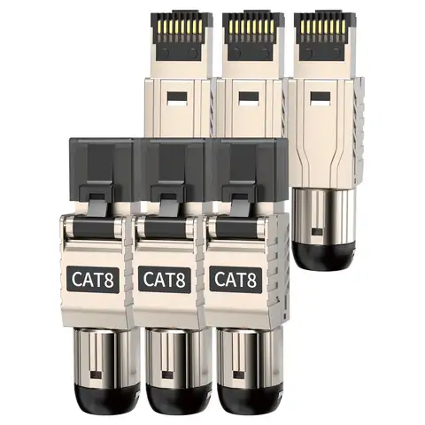 ZoeRax RJ45 커넥터 도구 무료 Cat8 CAT7 CAT6A, Cat 8 필드 종단 플러그 2000MHz 40G용 차폐 RJ45 모듈형 플러그