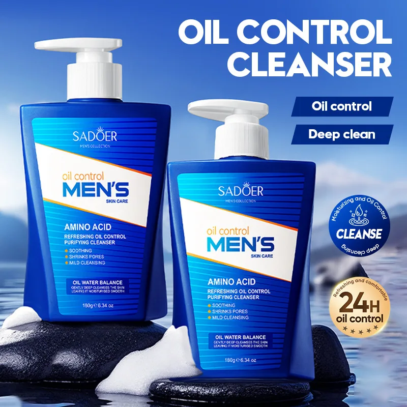 

180 мл homens amino ácido refrescante controle de óleo нематенção существа и suave limpador face