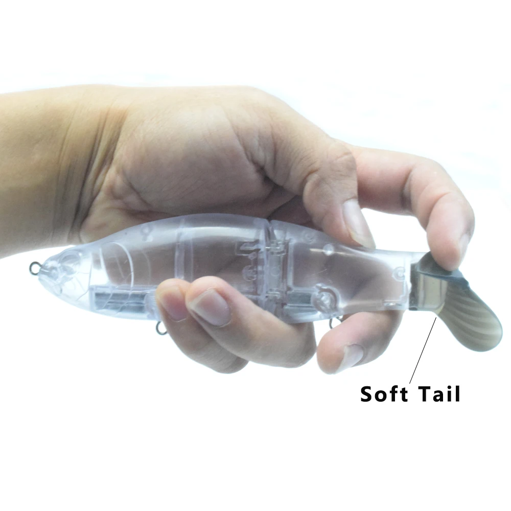 CCLTBA 6.5inch Megnetic Weight Unpainted Glide Lure Fishing Bait Blank Transparent Soft Tail Slide Swimbait  Fishing Tackle