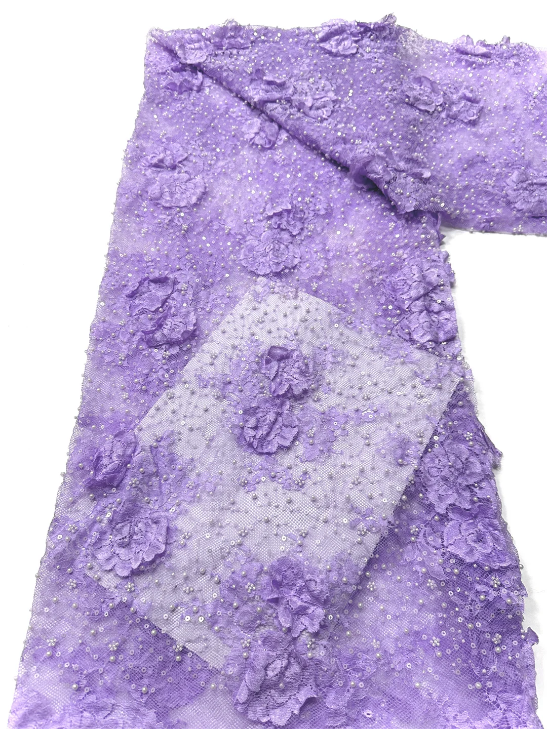 

Африканская французская роскошная 3D кружевная ткань с блестками, 2025, нигерийская высококачественная сетчатая кружевная ткань с бисером, свадебные платья для женщин