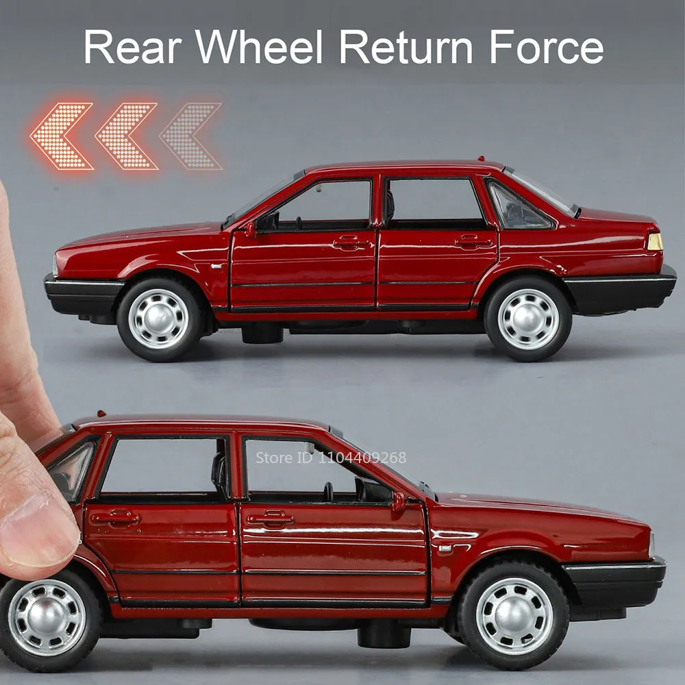 Model samochodu Santana Retro w skali 1:32, metalowy odlew, otwierane drzwi, kierownica, amortyzacja, dźwięk, światło, pojazd, prezent dla dzieci