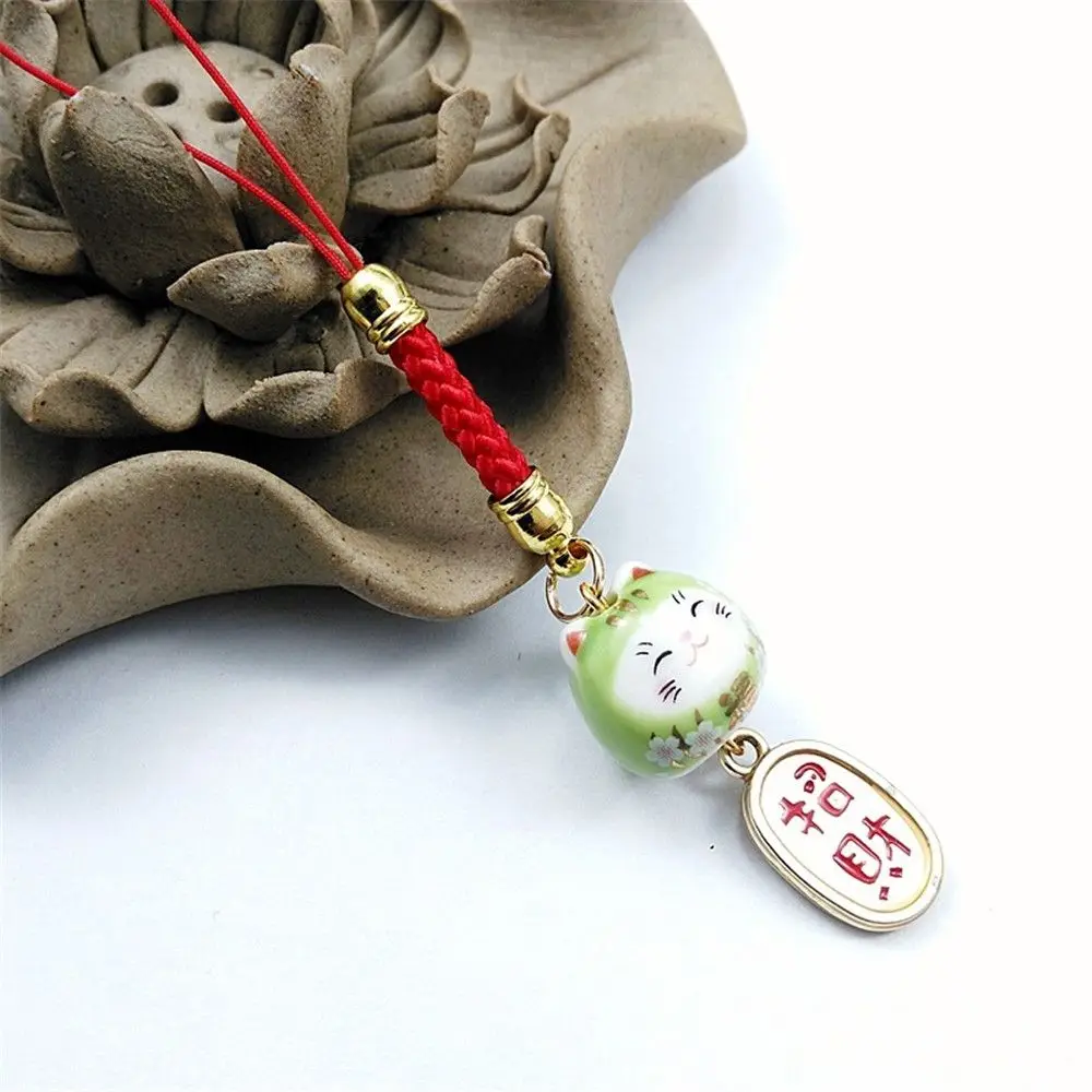 Japanse Lucky Cat Telefoon Bandjes Schattige Sleutelhanger Tas Accessoires Telefoon Sleutelband Lanyard Hang Charm Touw Decor