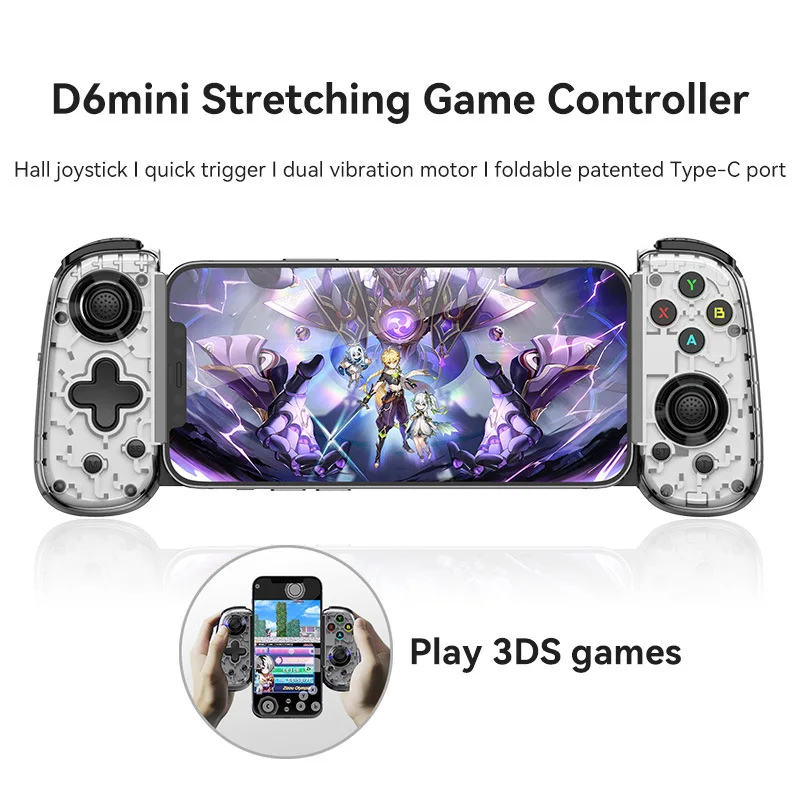D6mini Stretching Game Controller Hall-Joystick Kabelgebunden Kabellos Bluetooth Switch Android iOS PC Streaming