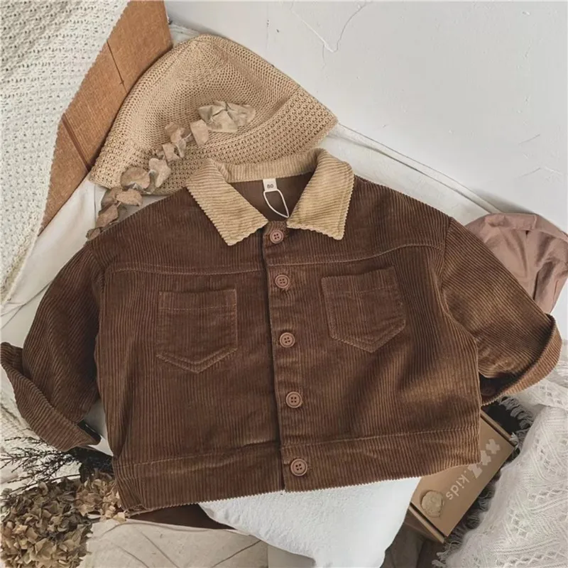 Children\'s Clothing Spring Autumn Kids Soft Corduroy Thin Coat Toddlers Baby Lapel Jackets Cool Outfit Outwear Boy Clothes