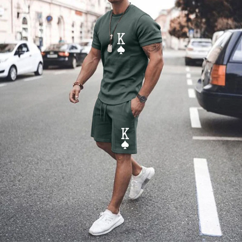 New Men Suit Fashion 2-piece Set Men Street Short Shirts Shorts Pants Casual Oversized Comfortable Clothes Jogging Training Set