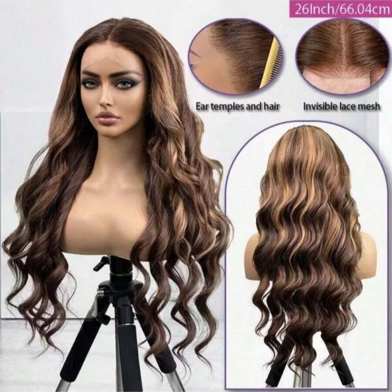 Body Wave 4/27 13x4 HD Transparent Lace Frontal Wigs For Women 34Inch Colored Brazilian Human Hair Wigs 250% Density Pre Plucked