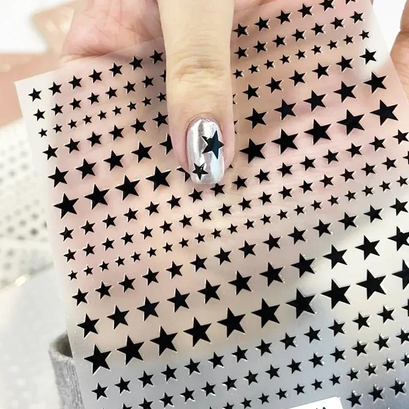 1pc  Star Nail Art Stickers Y2K Charms Self-Adhesive Sliders Laser White Chrome Gel Polish Decals Kawaii Accesories