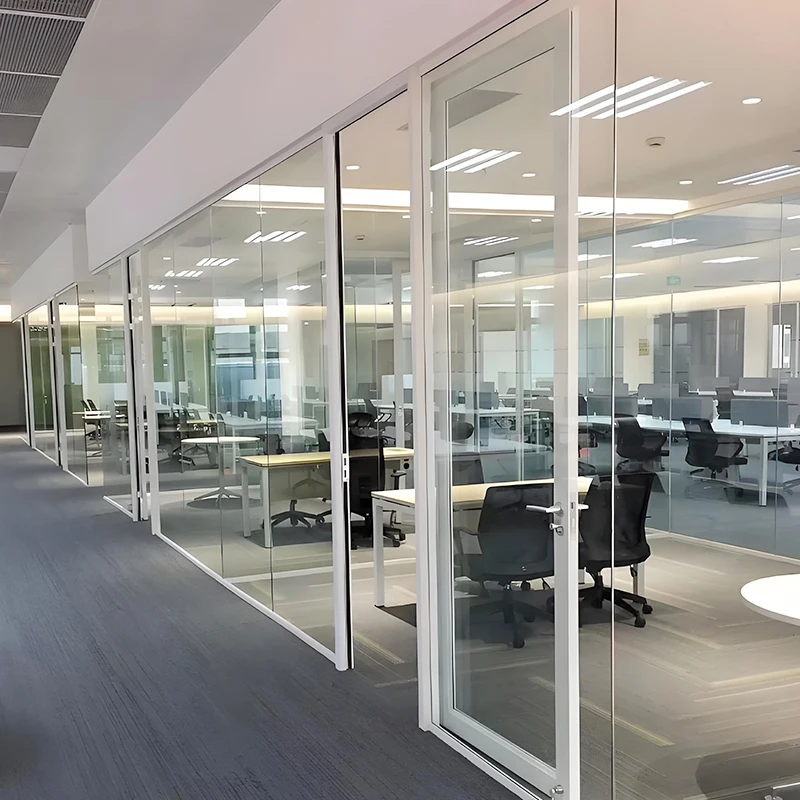 

Double Tempered Glass Partition With Sound Insulation Aluminum Frame for Meeting Room Office Custom Size for School & Dining Use
