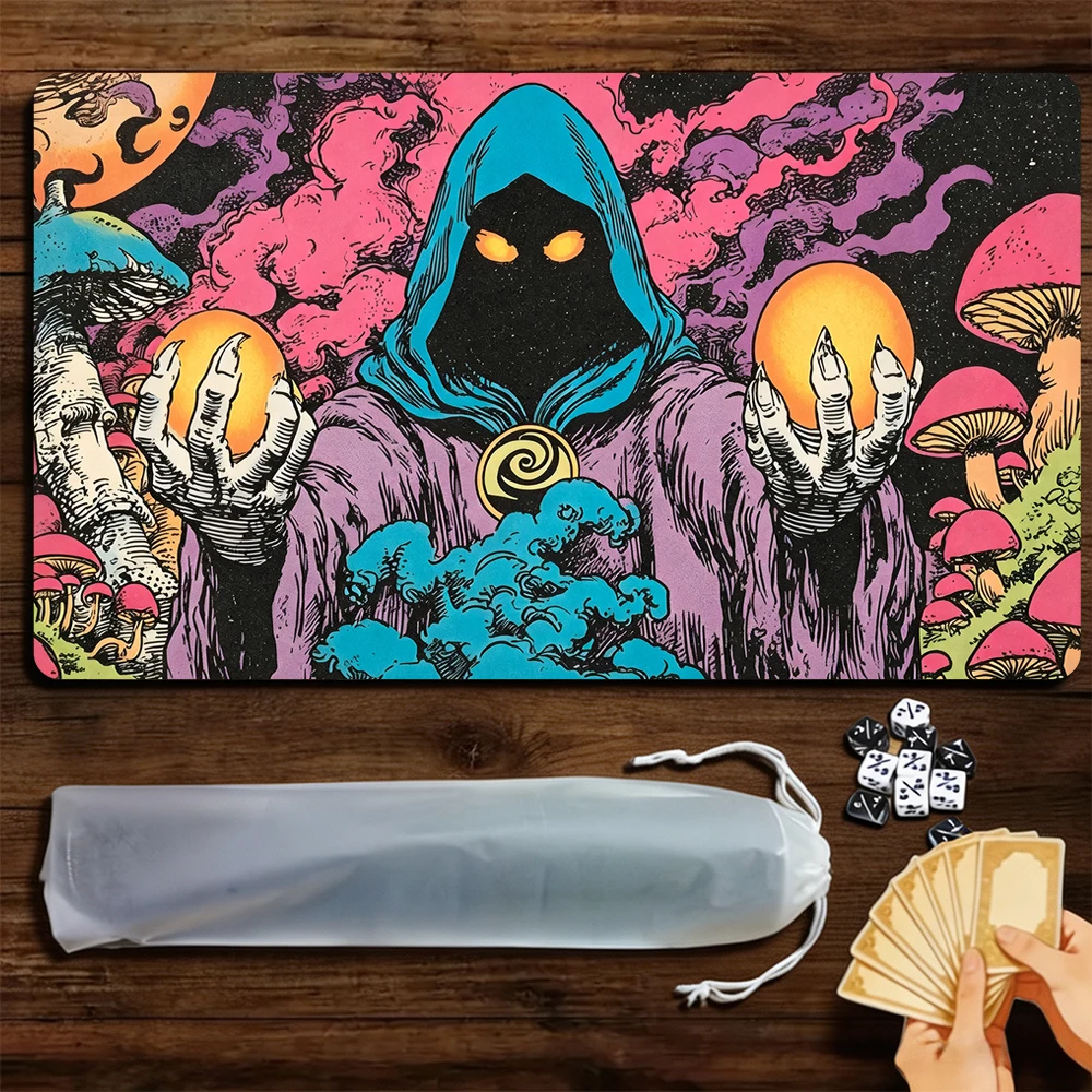 Fantasy Starry Sky Mage TCG Playmat Magic Playmat Gathering Gaming Mat with Stitched Edge Anti-slip base Trading Card Game