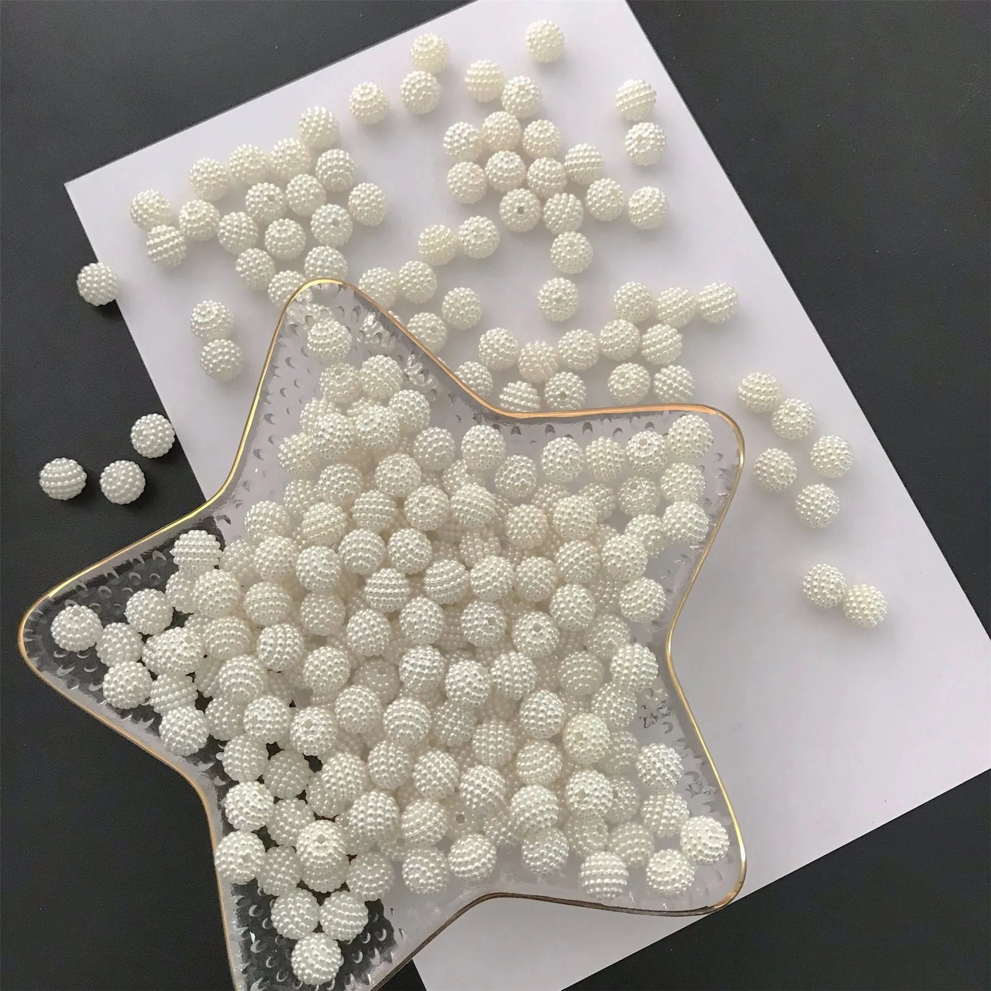 100 Stück 10 mm cremeweiße Bayberry-Kugel-Acrylperlen, geeignet für DIY-Herstellung, Armbänder, Halsketten – Detail 10