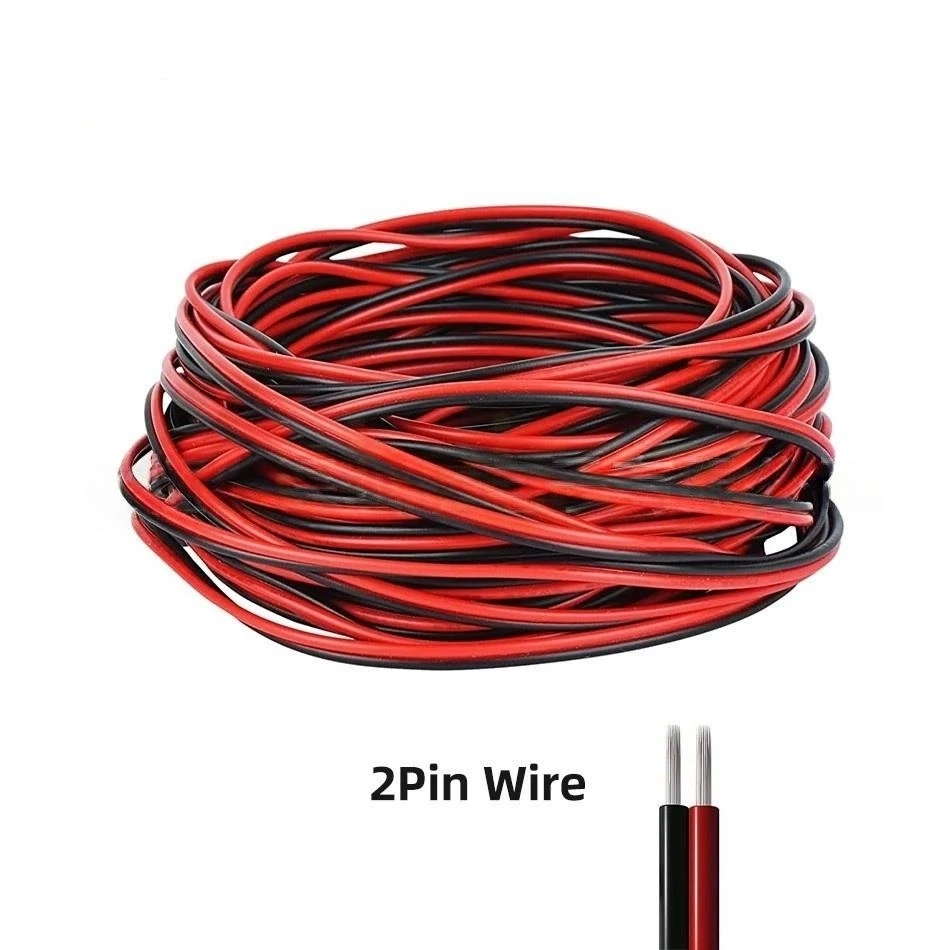 22AWG Electrical Wire 2 Pin Extension Cable Tinned Copper Cord 300V for Car Truck Motorcycle LED Light Strip Power Supply 5M/20M