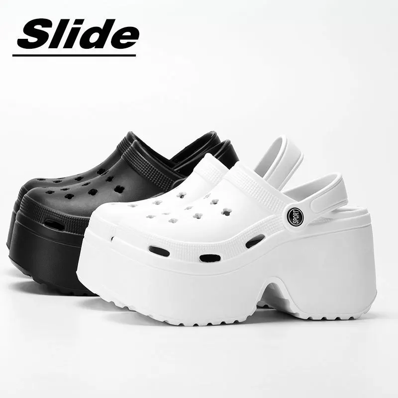 9CM Summer Clogs Outdoor Waterproof Platform Women Slippers Beach Slides Massage Beard Black Designer Sandals