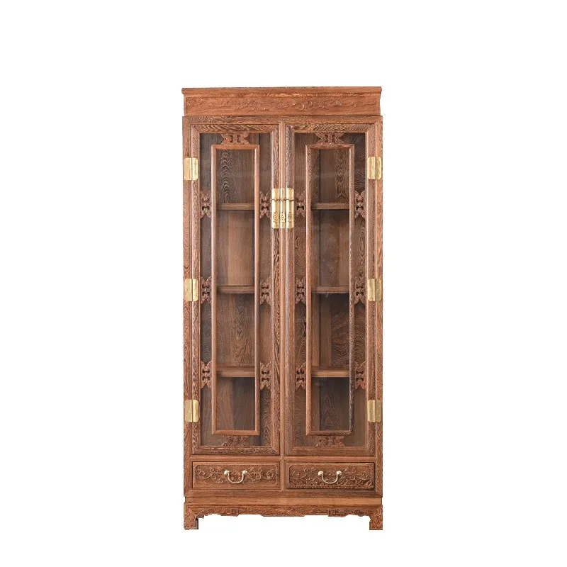 

Door Frame Wine Cabinet Entrance Cabinet Glass Double Door Chinese Solid Wood Display Cabinet Household Showcase