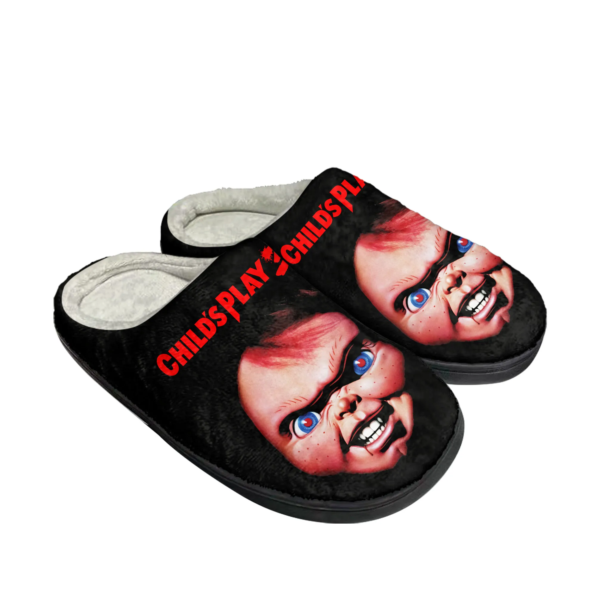 Horror Kinder spielen Chucky Home Baumwolle benutzer definierte Hausschuhe Herren Damen Sandalen Plüsch lässig halten warme Schuhe Paar Thermal Slipper