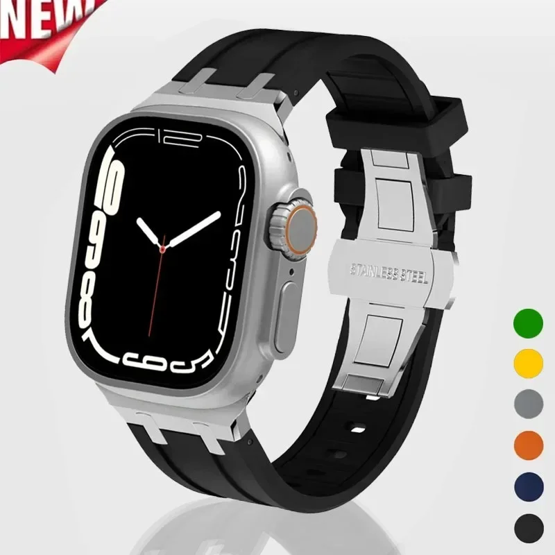 Sports Silicone Band For Apple Watch Ultra 49mm Series 9 8 7 45mm 6 SE 5 4 44mm 40mm 41mm For iWatch AP Soft Rubber Strap Correa