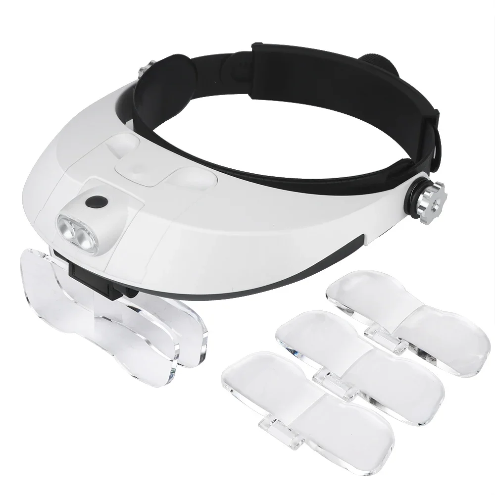 Headband Magnifier Glasses Magnifier Binocular Glass Headset Light Wearing Style Magnifier Glasses Repair Tools