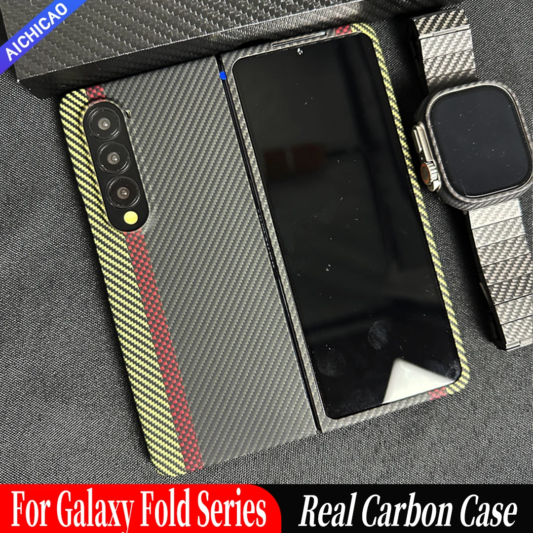 

ACC-carbon fiber phone case for Samsung Galaxy Z fold 4, aramid fiber case, anti-fall busines cover, Galaxy Z fold 3 case