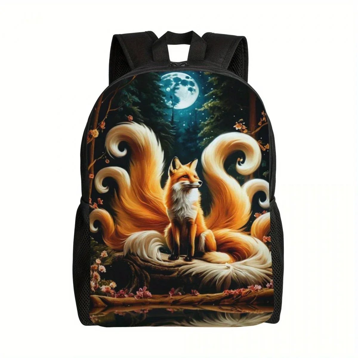 Custom Bag Fantasy Beautiful Fox Backpack Schoolbag, Lightweight Book Bag Laptop Bag, Large Capacity Computer Shoulder Bag