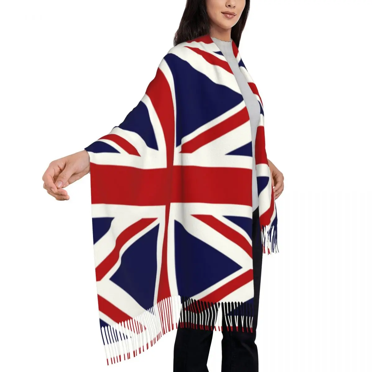 Union Jack Flag Of The UK Scarf Wrap Women Long Winter Warm Tassel Shawl Unisex Scarves