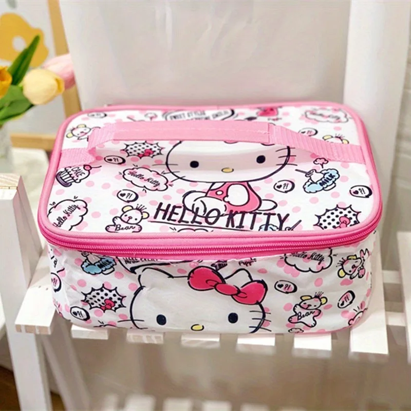 Kawaii Sanrio Hello Kitty Lunch Bag Cute Cartoon Lunch Bag Student Lunch Box borsa isolata borsa per il pranzo portatile di grande capacità