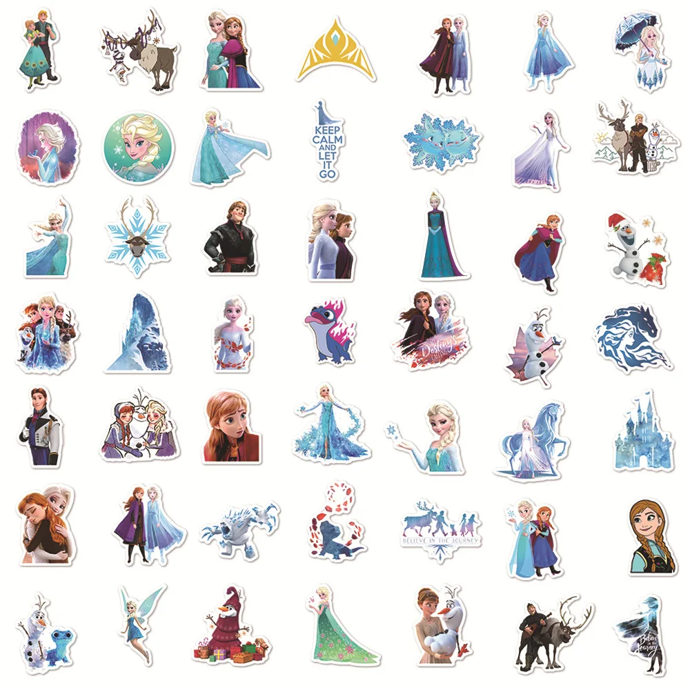 Disney-pegatinas de dibujos animados de Frozen, calcomanías impermeables de 10/30/50 piezas, grafiti de Anime, equipaje, guitarra, papelería,