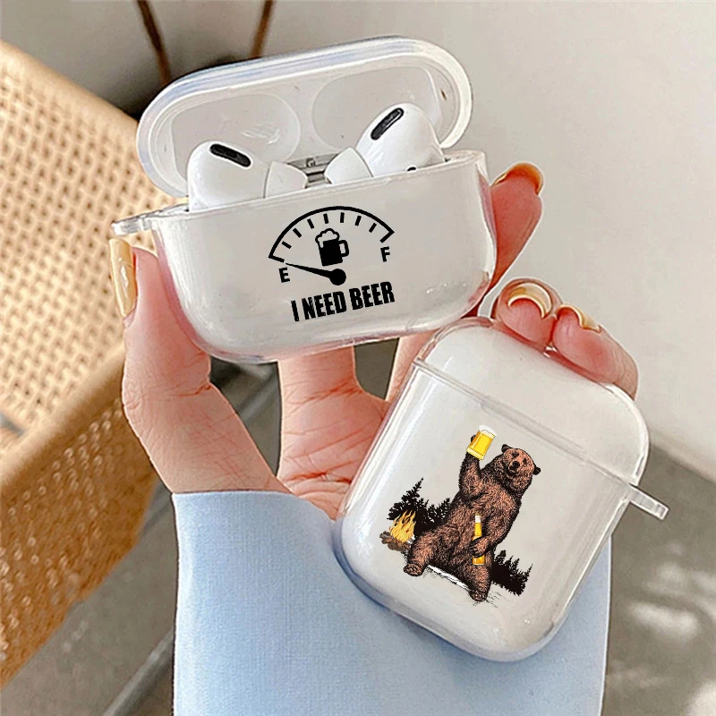 Funny Drink Bear Drinking Quote Case for Airpods Pro 3 2 1 Wireless Bluetooth Earphone Cases Art Airpod Pro2 2022 Cover Funda