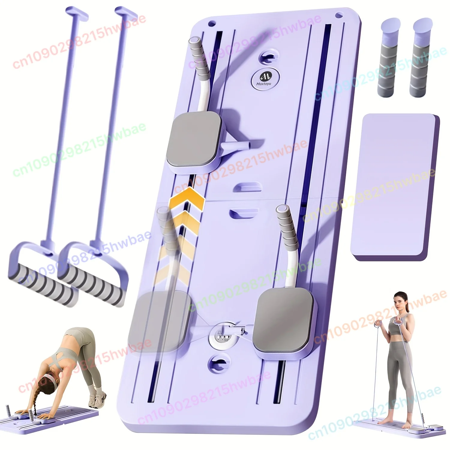 

6 in 1 Multi-Purpose Foldable Pilates Reformer Board Set with Timer Pilates Equipment Ab Exercise Abs Roller for Home