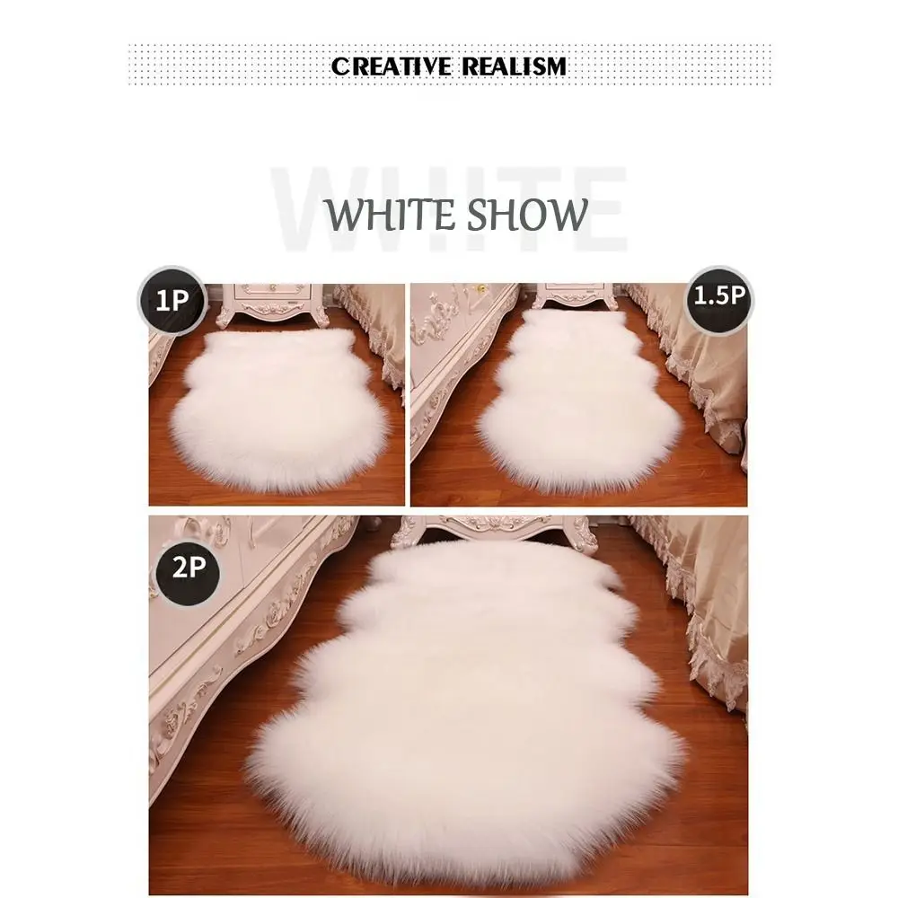 Imitation Wool Washable Fluffy Shaggy Non Slip Long Hair Carpet Bedroom Mats Soft Rugs Faux Fur Sheepskin Rug
