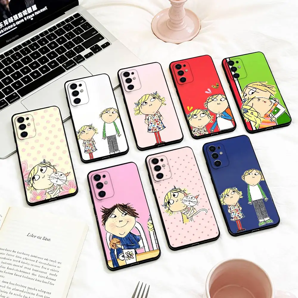 CUTE C-Charlie A-And L-Lola   Phone Case For Samsung S 25,24,23,22,30,21,10,9,Ultra,Plus,Lite,FE,4,5 G Soft Black Case