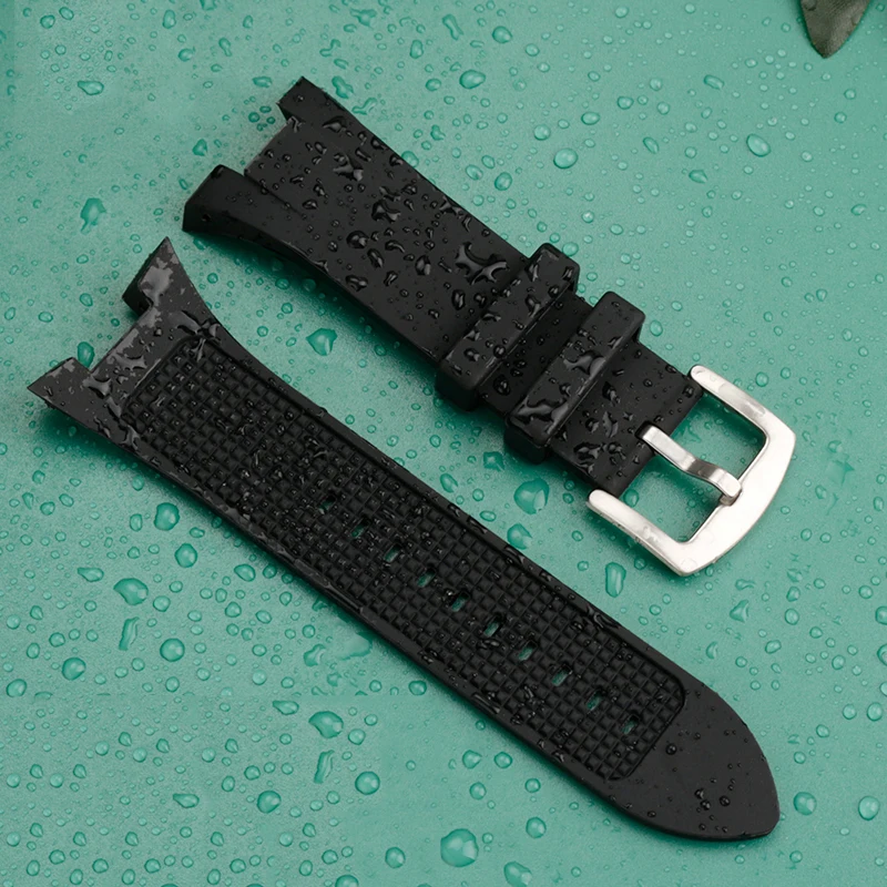 For Ar-mani Silicone Watchband AX1803 AX1802 AX1042 AX1050 AX1084 AX1108 Male Concave Watch Chain Rubber Sport Strap 31*14mm