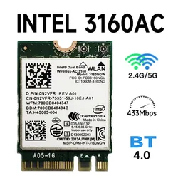 3160 3160NGW Dual Band Wireless AC + Bluetooth4.0 NGFF wifi card 802.11AC Wireless Linux Win7 Win8 Win10