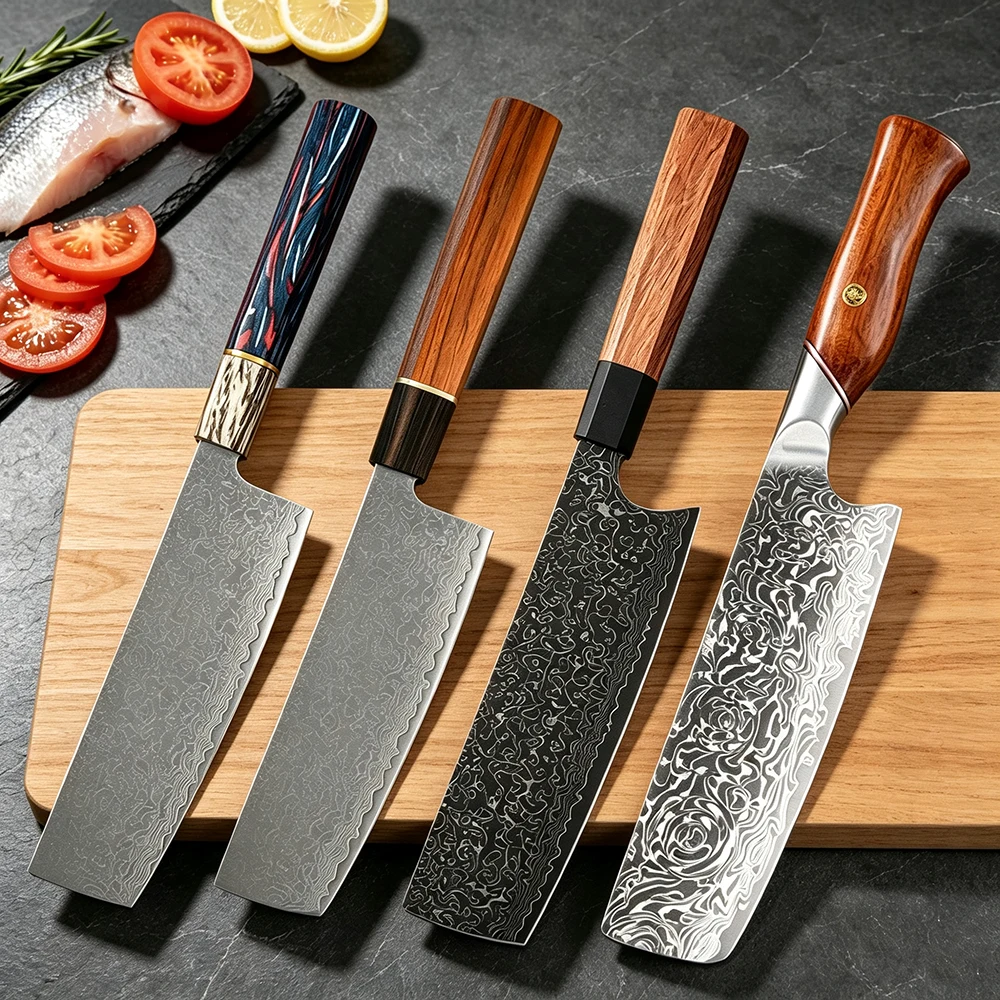 Home Cooking In Japanese - Кухонные ножи из дамасской стали, острые,