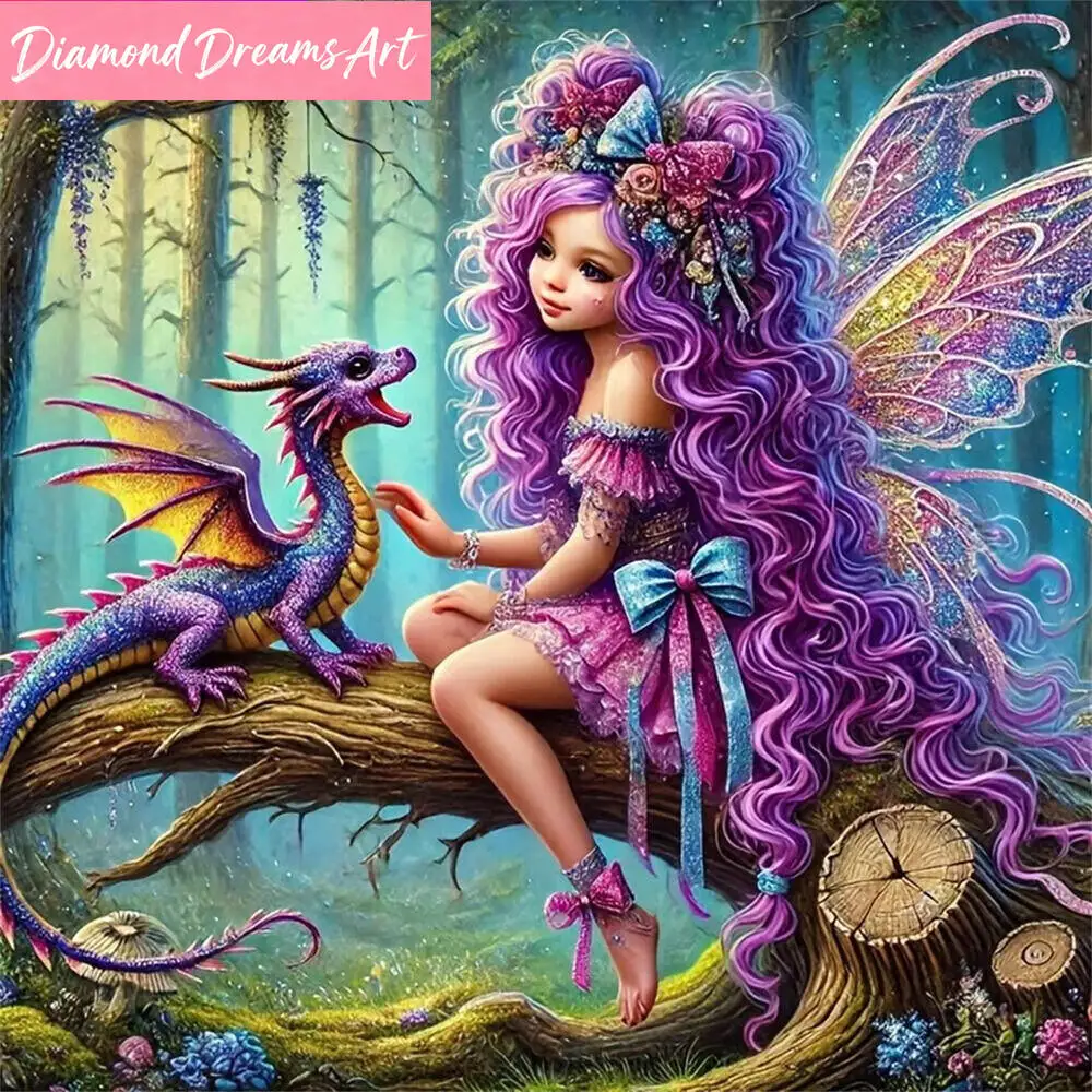 Full Square Round Diamond Mosaic Girl Portrait Painting Cartoon New Arrival Diamond Embroidery Dinosaur DIY Child Hobby