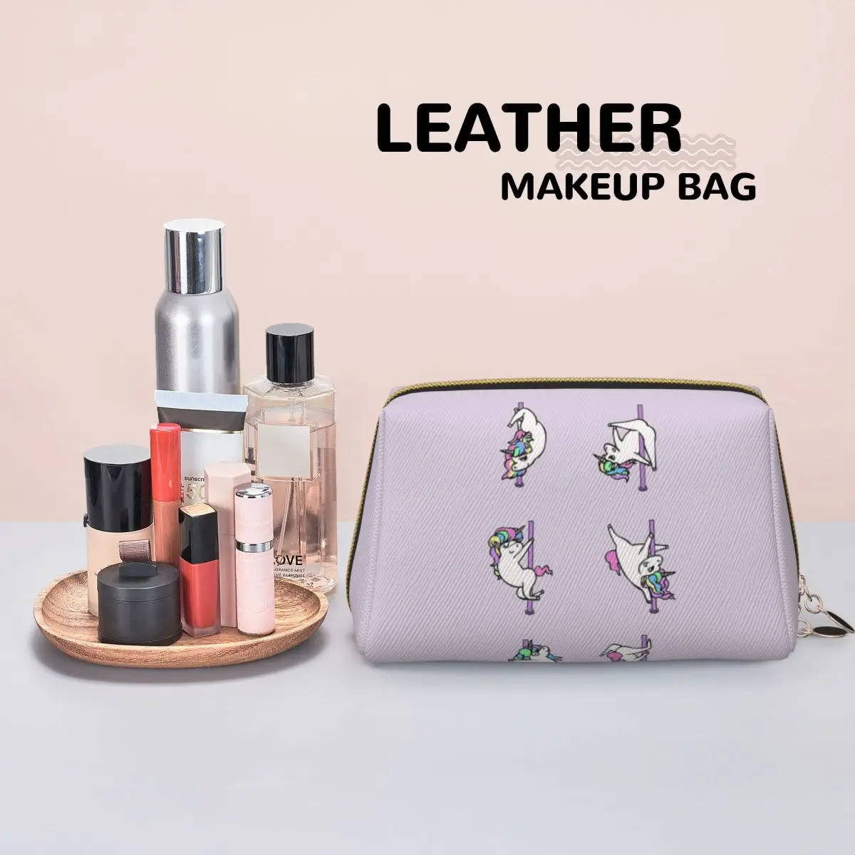 Unicorn Pole Dancing Club Women Cosmetic Bag Travel Makeup Organizer Pouch Toiletry Storage Dopp Kit Box