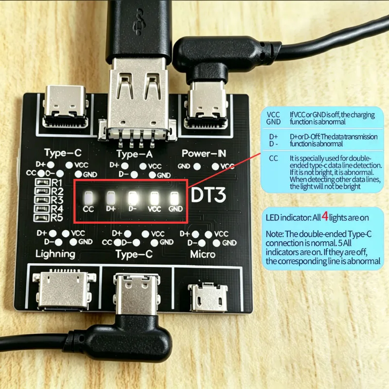 1/2PCS DT3 PD/QC Tester Board 5-20V Adjustable Trigger & USB Cable Detector For Lightning/Type-C/Micro