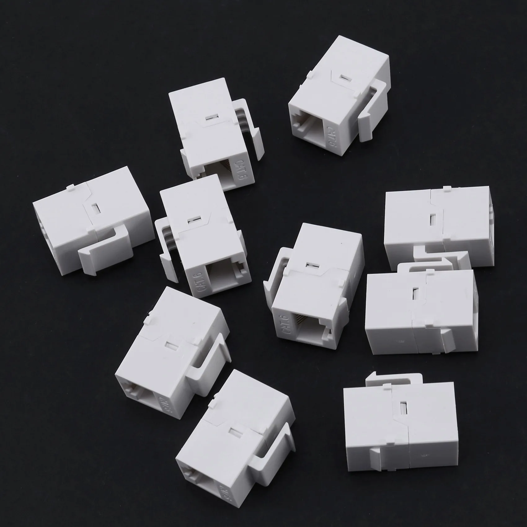 10Pcs RJ45 Connector Jack Cat6 Extension Coupler Ethernet Network LAN Cat 6 Coupler Jacks Extend Adapter,White