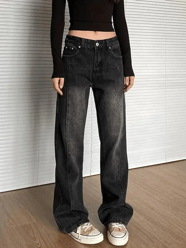 

Мужские джинсы в американском ретро-стиле High Street, осенне-зимние, с лоскутным дизайном, прямые, слегка расклешенные, длинные брюки