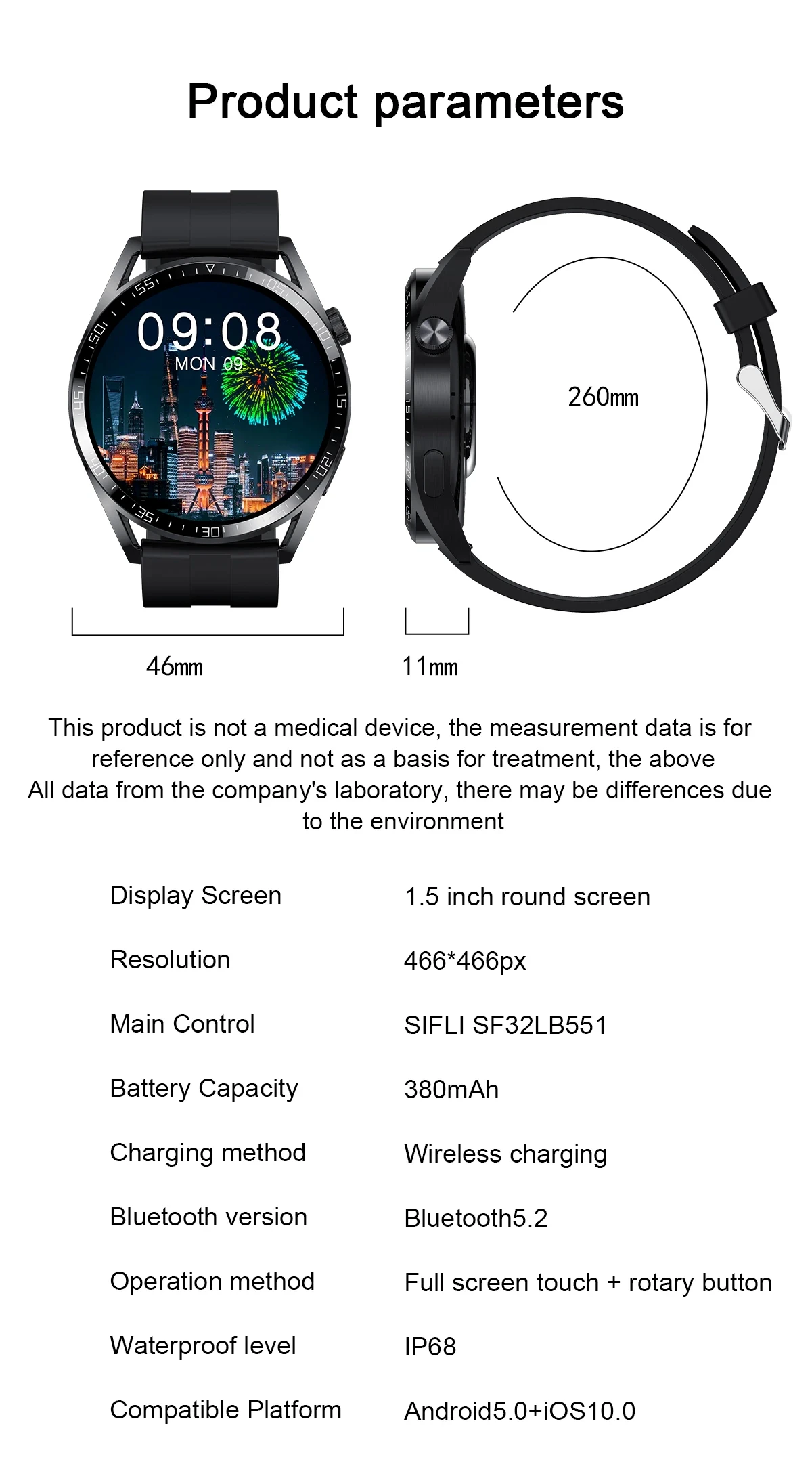 Bluetooth Call Wireless Charger NFC GPS Tracker Waterproof Smartwatch for OPPO F19 Pro F17 Pro  Nokia C01 Plus C02 Plus Realme G