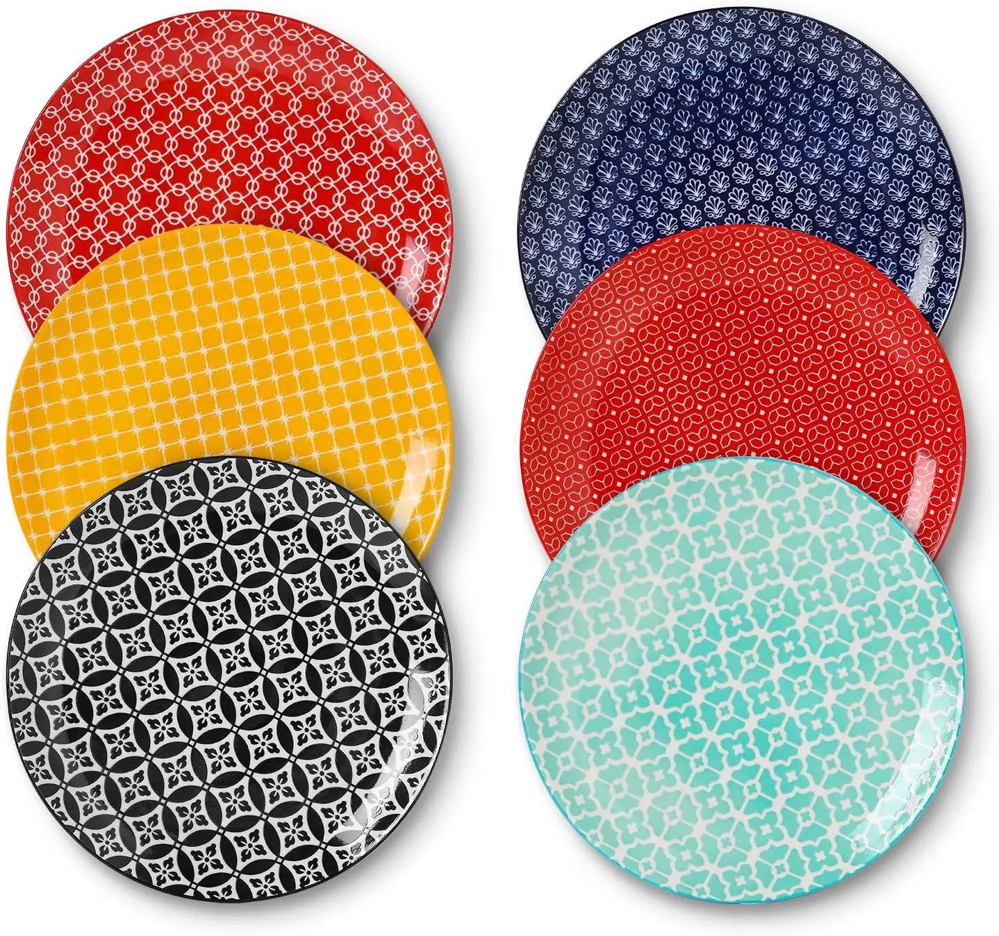 

10" Colorful Dinner Plates Set of 6, Ceramic Dessert Plates Set for Salad, Pasta, Steak - Appetizer Plates, Dining Servi