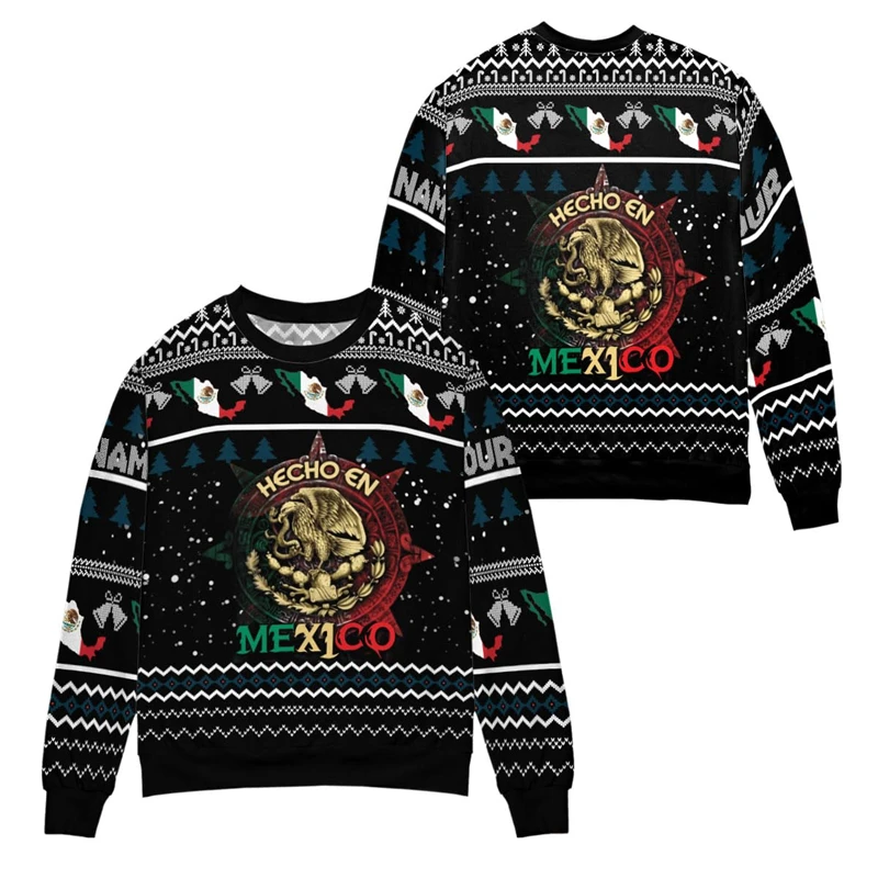 

Mexico Eagle 3D Print Men's Hoodies Casual O-neck Loose Sweatshirts Fashion Customize Name Pullover Autumn Unisex Clothing Tops