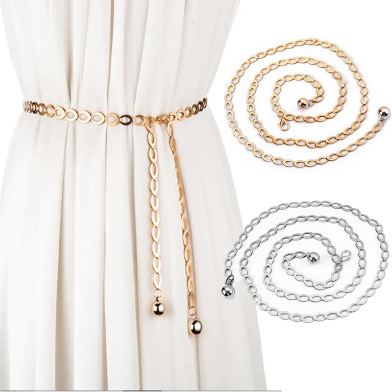 

High Waist Gold Silver Belts For Women Fashion Waistbands All-match Belt For Party Jewelry Dress Waist Metal Chain Belts