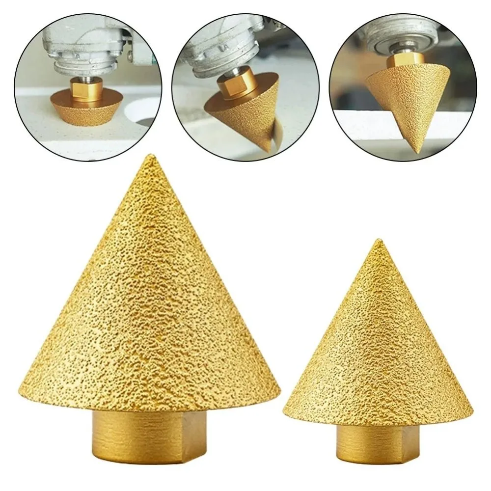 M10/M14 Thread Diamond Beveling Chamfer Bit 38/50mm Cone Punching Expanding Drill Bit Grinding Wheel Carve Polishing