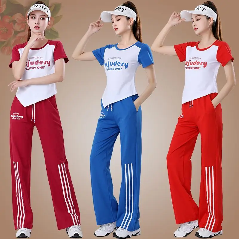 

2026 Summer New Style Square Dance Costume Women's Ghost Step Dance Suit Fitness Sporty Cotton Blend Stage Ethnic Wear